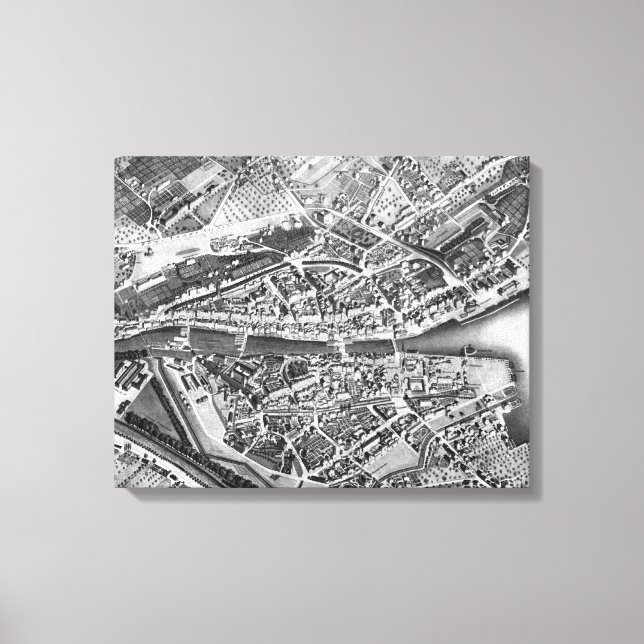 Toile Vintage Map of Zurich Switzerland (Recto)