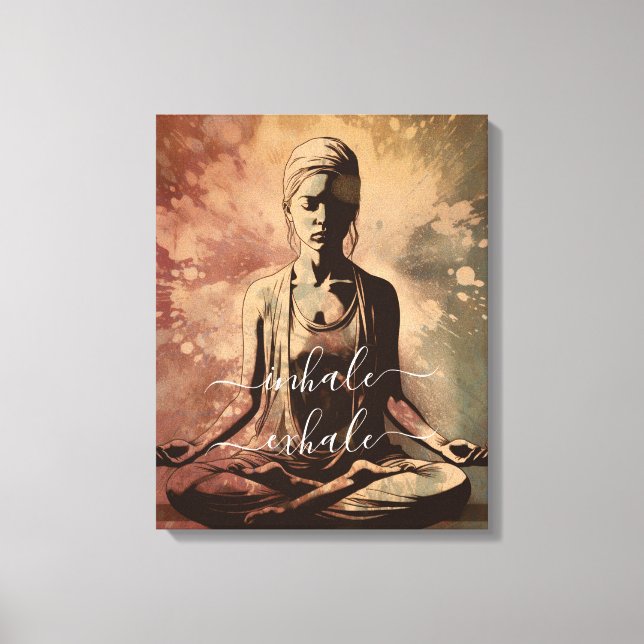 Toile Vintage Méditation fille Inhale Exhale Yoga (Recto)