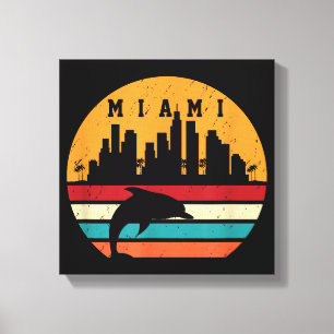 Toile Vintage Miami 80s Dolphin Silhouette Souvenir Dolp