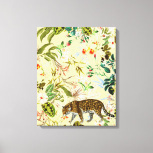 Toile Vintage Moderne Fleur Tiger Jungle Tropical