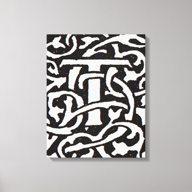 Toile Vintage Monogram T Art Nouveau Letter (Recto)