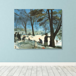 Toile Vintage Noël, Central Park dans les Glackens d'hiv