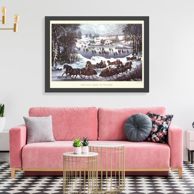 Toile Vintage Noël, Central Park en hiver (Insitu(Salon))