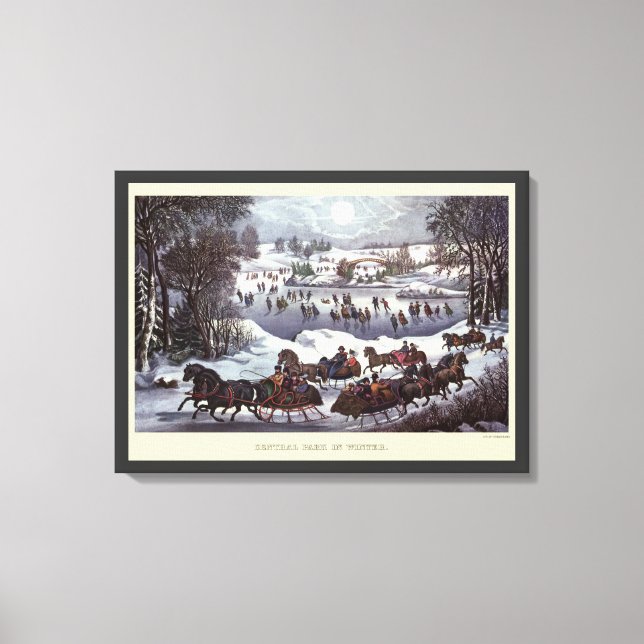 Toile Vintage Noël, Central Park en hiver (Recto)