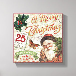 Toile Vintage Noël Père Noël