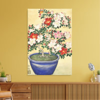 Vintage Ohara Koson Azalée dans un pot bleu Art