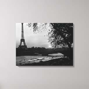 Toile Vintage Paris Tour Eiffel coucher de soleil