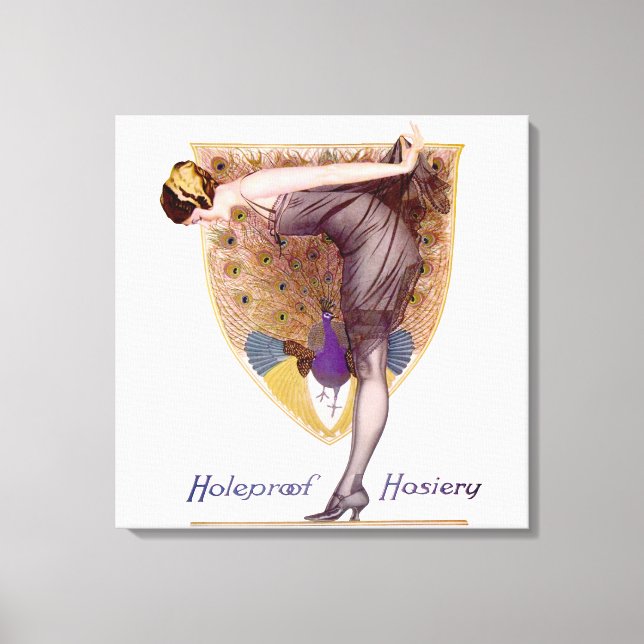 Toile Vintage Peacock Femme Flapper Plutôt (Recto)