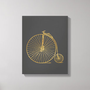Toile Vintage Penny Farthing Bike Black Gold Parties sci