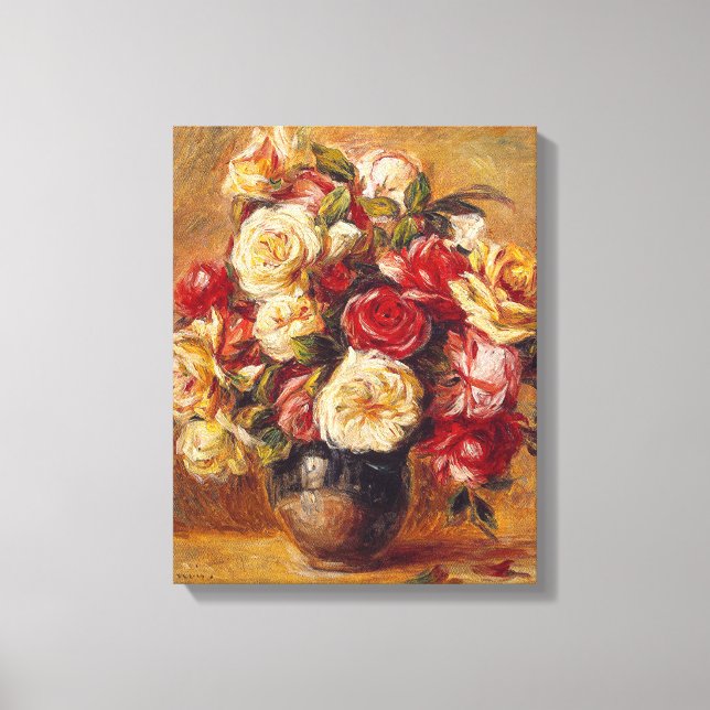 Toile Vintage Pierre Auguste Renoir Bouquet de Roses (Recto)