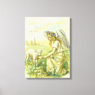 Toile Vintage religieux de Pâques Ange victorien avec ag