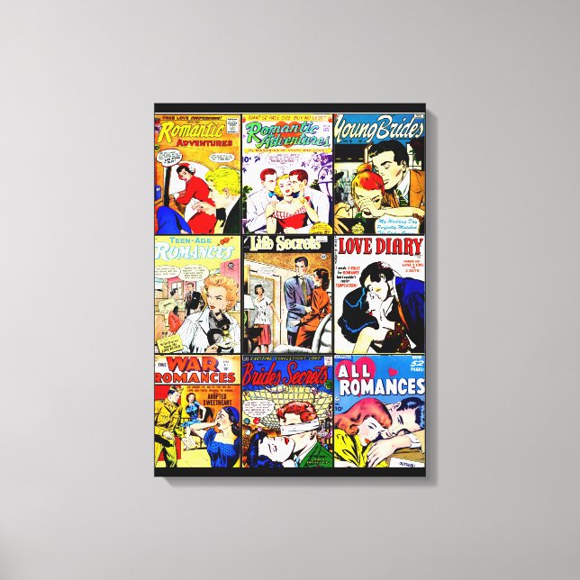 Toile Vintage Romance Comic Book Cover Collage (Recto)