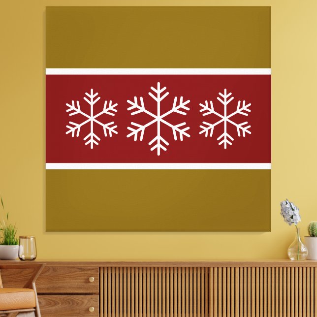 Toile Vintage Rouge Blanc Brown Stripes de neige (Insitu(Salon))