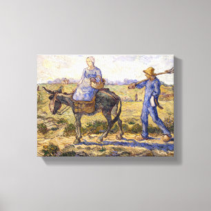 Toile Vintage Van Gogh Couple paysan Aller au travail