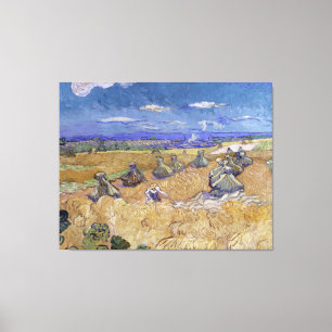 Toile Vintage Van Gogh Pile de blé avec des lecteurs