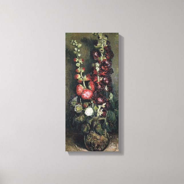 Toile Vintage Van Gogh Vase avec Hollyhocks (Recto)