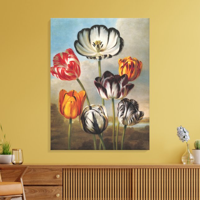Toile Vintage Variegated Tulip Flowers in a Landscape (Insitu(Salon))