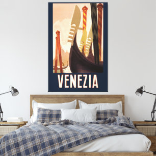 Toile Vintage Venezia Italie Voyage Art Venise Gondole