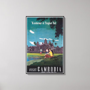 Toile Vintage voyage Angkor Vat Cambodia Imprimer