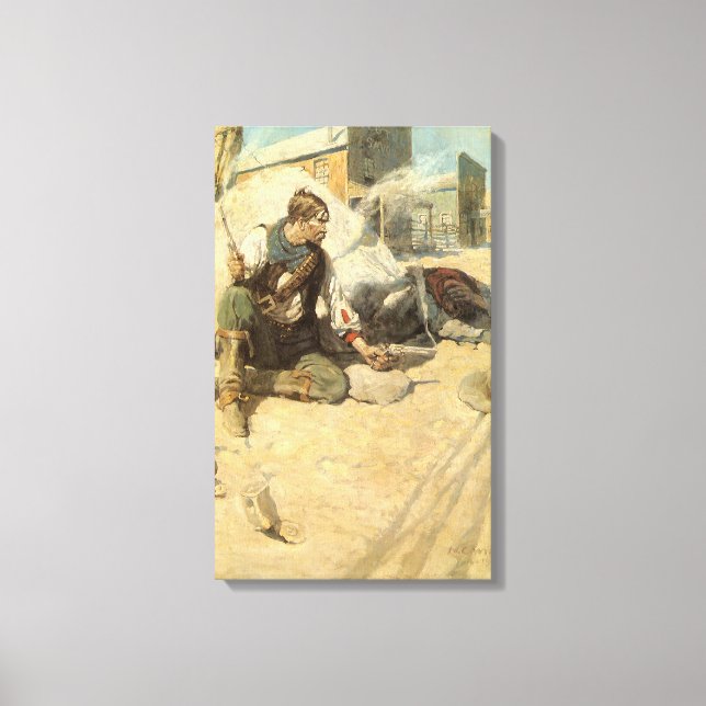 Toile Vintage Western Cowboys, Hopalong par NC Wyeth (Recto)