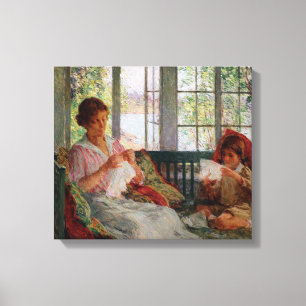 Toile Vintage Willard Metcalf Ma femme et ma fille