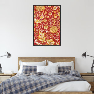 Toile Vintage William Morris Cherwell Rouge Floral Art