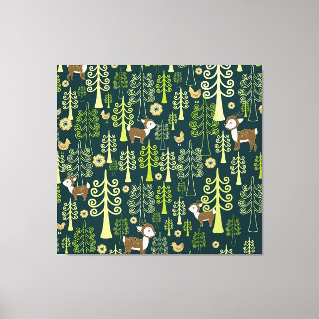 Toile Vintages épinettes, cerfs motifs. (Recto)