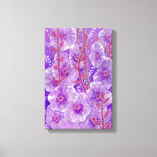Toile Violet Hollyhock Mallow Malva Fleur Floral Art Ca