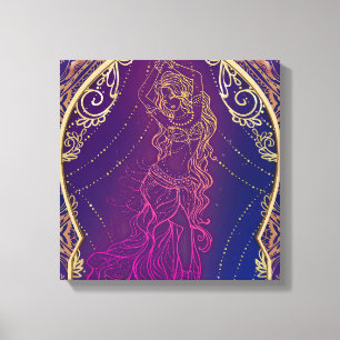 Toile Violet & Or Marocain du ventre Arabe Danser Glam