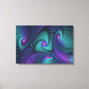 Toile Violet Rencontre Turquoise Art Fractal Abstrait Mo