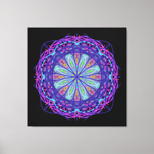 Toile violet rose noir Kaleidoscope Mandala Art