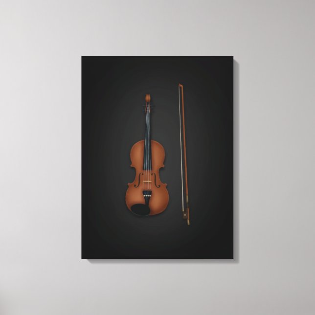 Toile Violon & Bow côte à côte sur 18x24 Noir (Recto)
