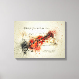 Toile Violon et feuille de musique Vintage