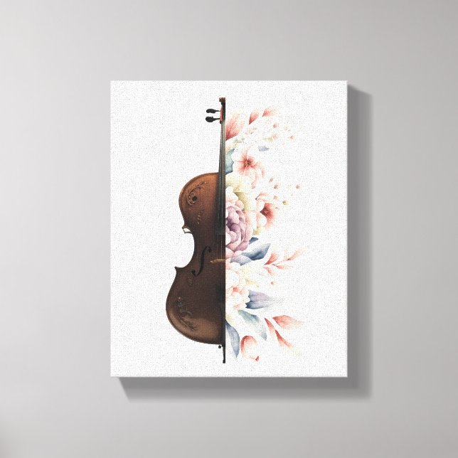 Toile Violon parmi les fleurs. Bouquet de fleurs. (Recto)