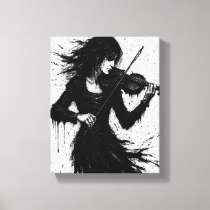 Toile Violoniste Né de l'Encre dans la Tempête du Son