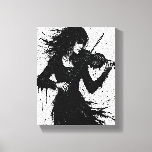 Toile Violoniste Né de l'Encre dans la Tempête du Son (Recto)