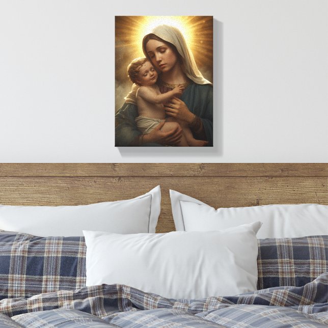 Toile Virgin Mary and Child Jesus Stretched Canvas Print (Insitu(Chambre))
