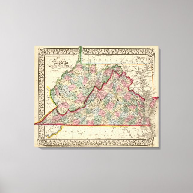 Toile Virginia, W Virginia Carte par Mitchell (Recto)