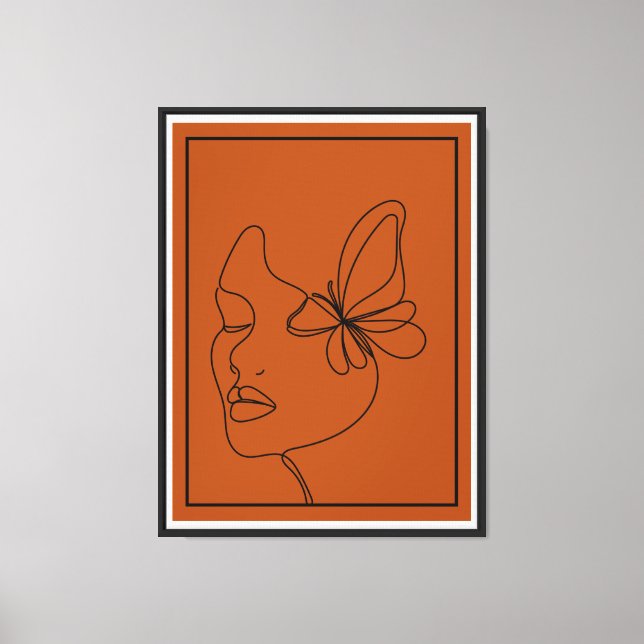 Toile Visage Abstrait avec ligne papillon - Mini (Recto)