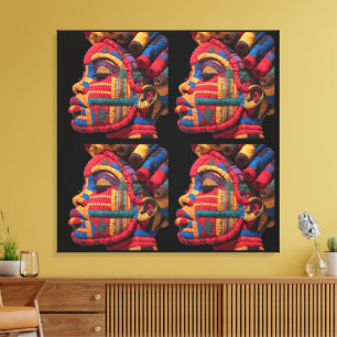 Toile Visage Coloré de Femme Noire dans un Tissu Piqué