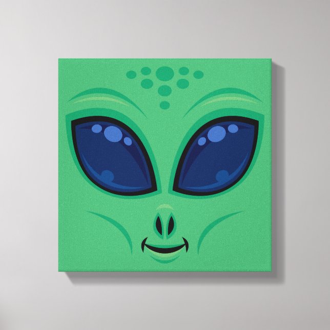 Toile Visage d'alien de dessin animé amical (Recto)