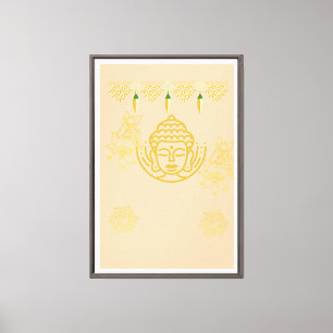 Toile Visage de Bouddha doré avec Mandala floral   Spiri