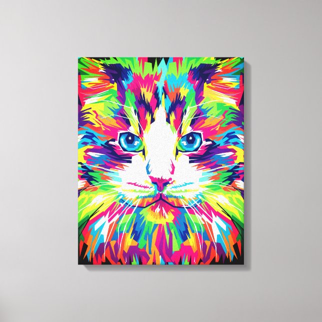 Toile Visage de Chat Design Géométrique Prismatique-3245 (Recto)