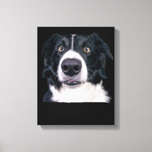 Toile Visage de chien noir et blanc