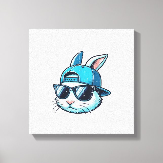 Toile Visage de Lapin de Pâques Casquette de Baseball Lu (Recto)