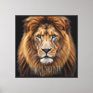 Toile Visage de lion majestueux aux yeux bleus Faune A