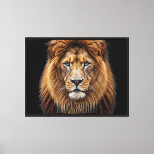 Toile Visage de lion majestueux aux yeux bleus Faune A