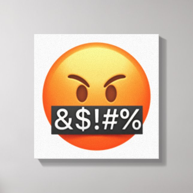 Toile Visage Sérieux Avec Symboles Couvrant La Bouche -  (Recto)