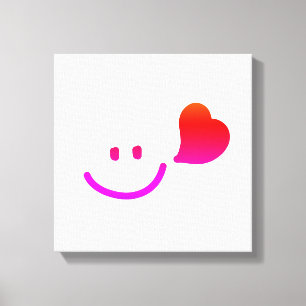 Toile Visage Souriant Mignon avec Cœur – Art Minimaliste