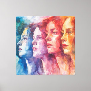 Toile Visages des femmes - Peinture aquarelle